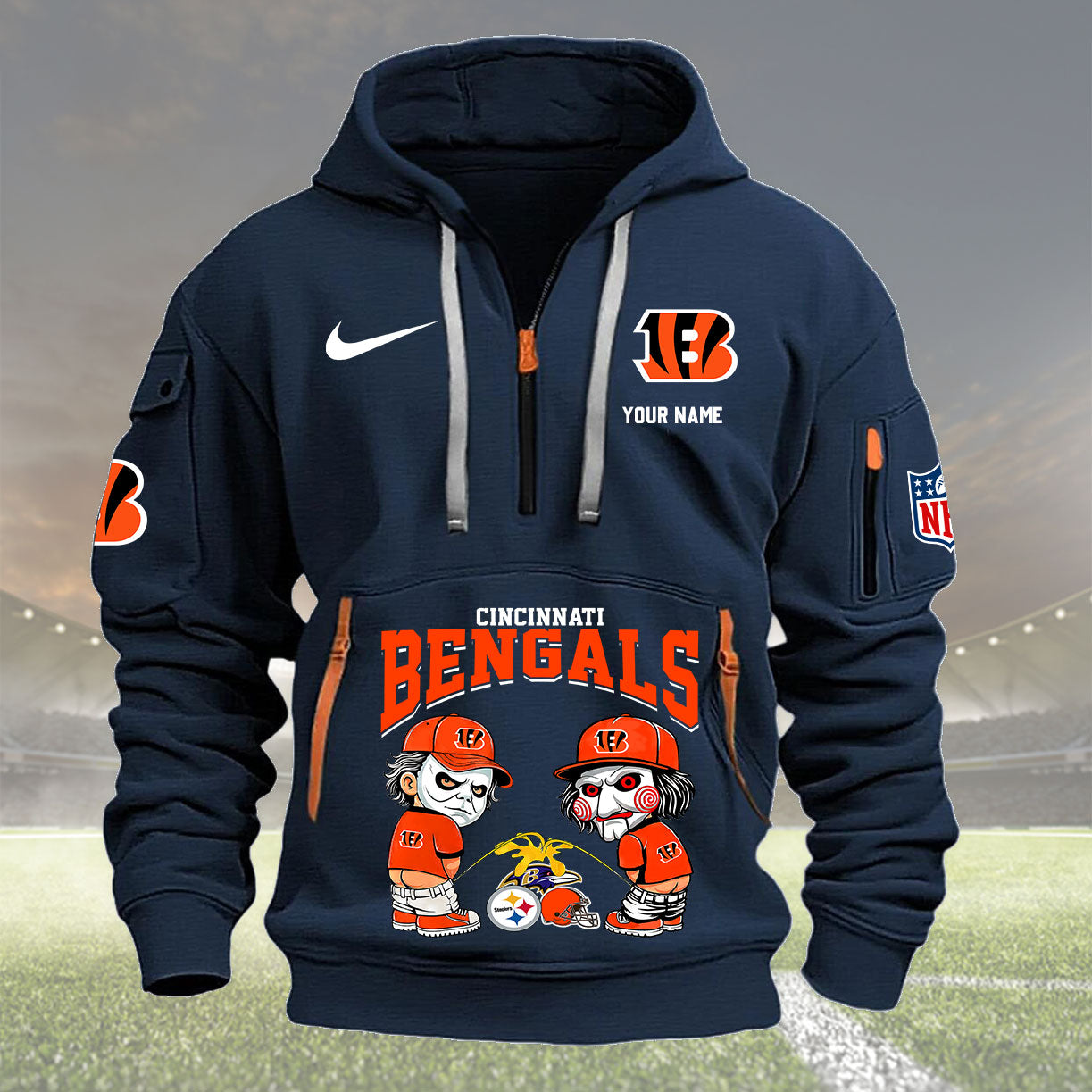 Cincinnati Bengals Personalized Quarter Zip Hoodie New Collection AZBTQZH000276