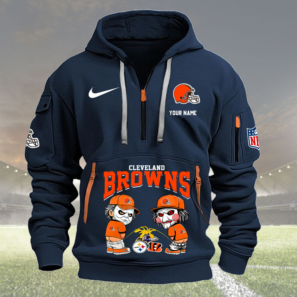Cleveland Browns Personalized Quarter Zip Hoodie New Collection AZBTQZH000282