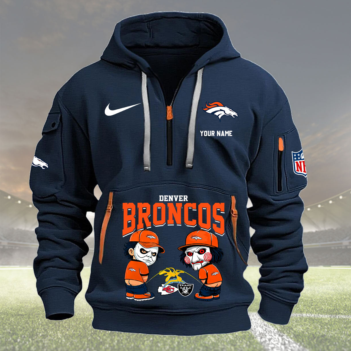 Denver Broncos Personalized Quarter Zip Hoodie New Collection AZBTQZH000284