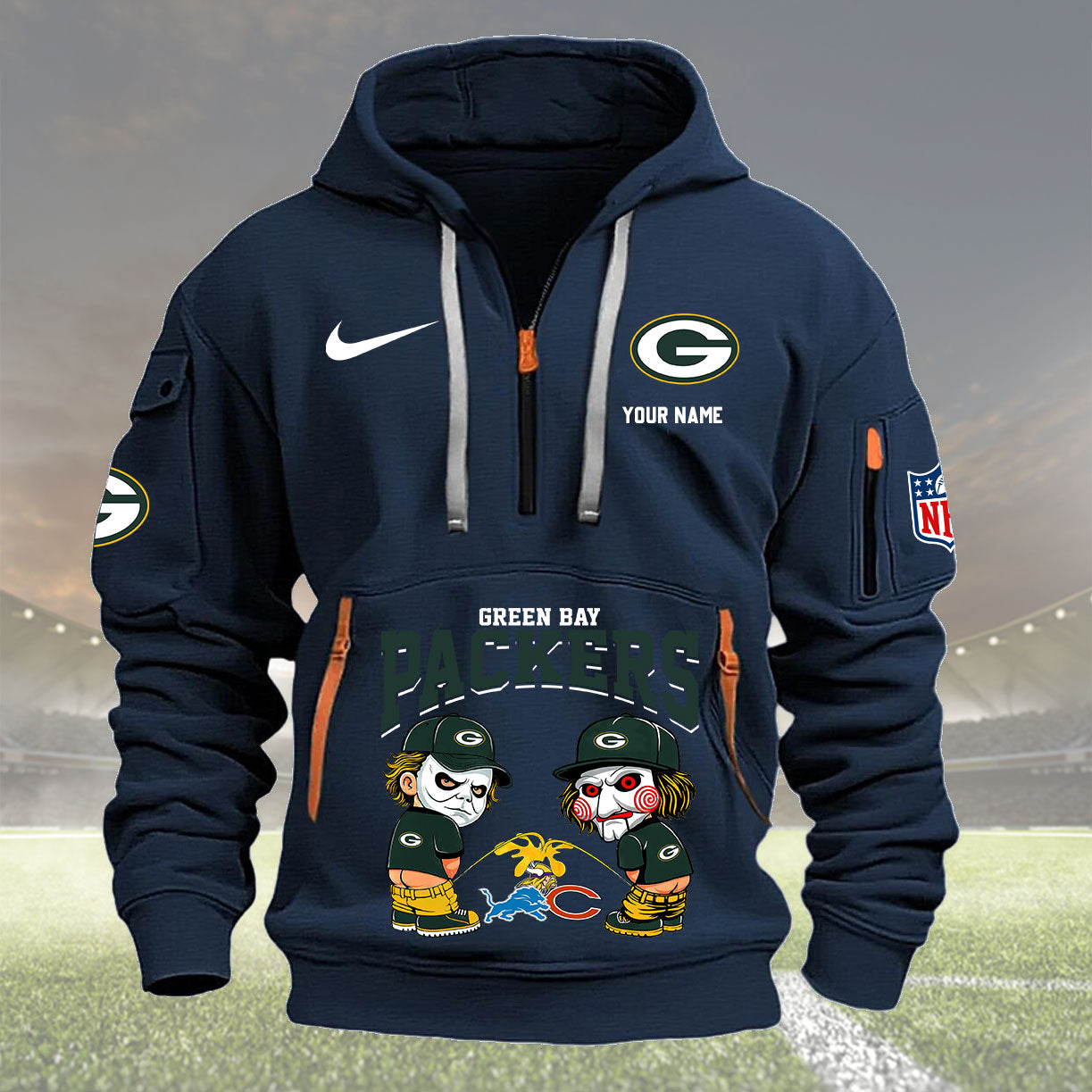 Green Bay Packers Personalized Quarter Zip Hoodie New Collection AZBTQZH000287
