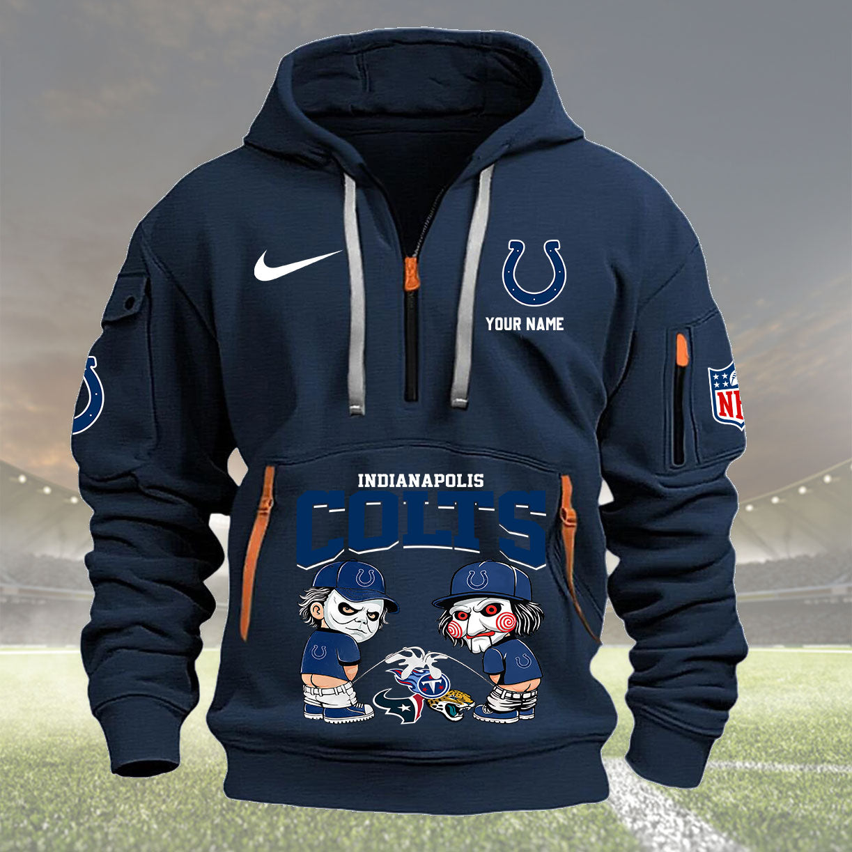 Indianapolis Colts Personalized Quarter Zip Hoodie New Collection AZBTQZH000288