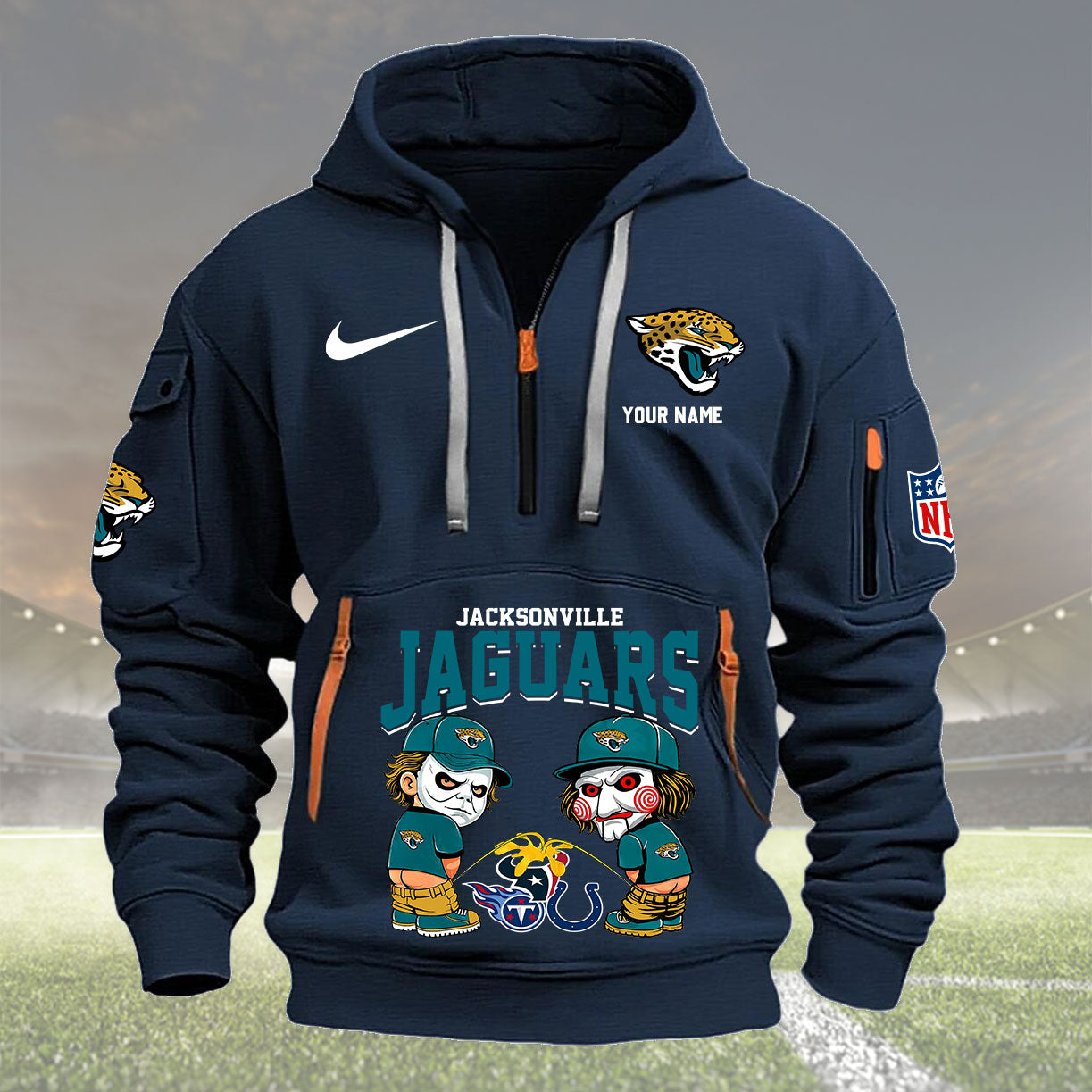 Jacksonville Jaguars Personalized Quarter Zip Hoodie New Collection AZBTQZH000289