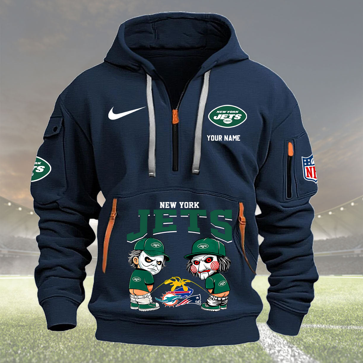 New York Jets Personalized Quarter Zip Hoodie New Collection AZBTQZH000296