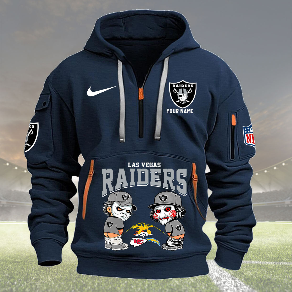 Las Vegas Raiders Personalized Quarter Zip Hoodie New Collection AZBTQZH000297