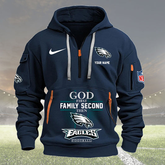 Philadelphia Eagles Personalized Quarter Zip Hoodie New Collection AZBTQZH000264