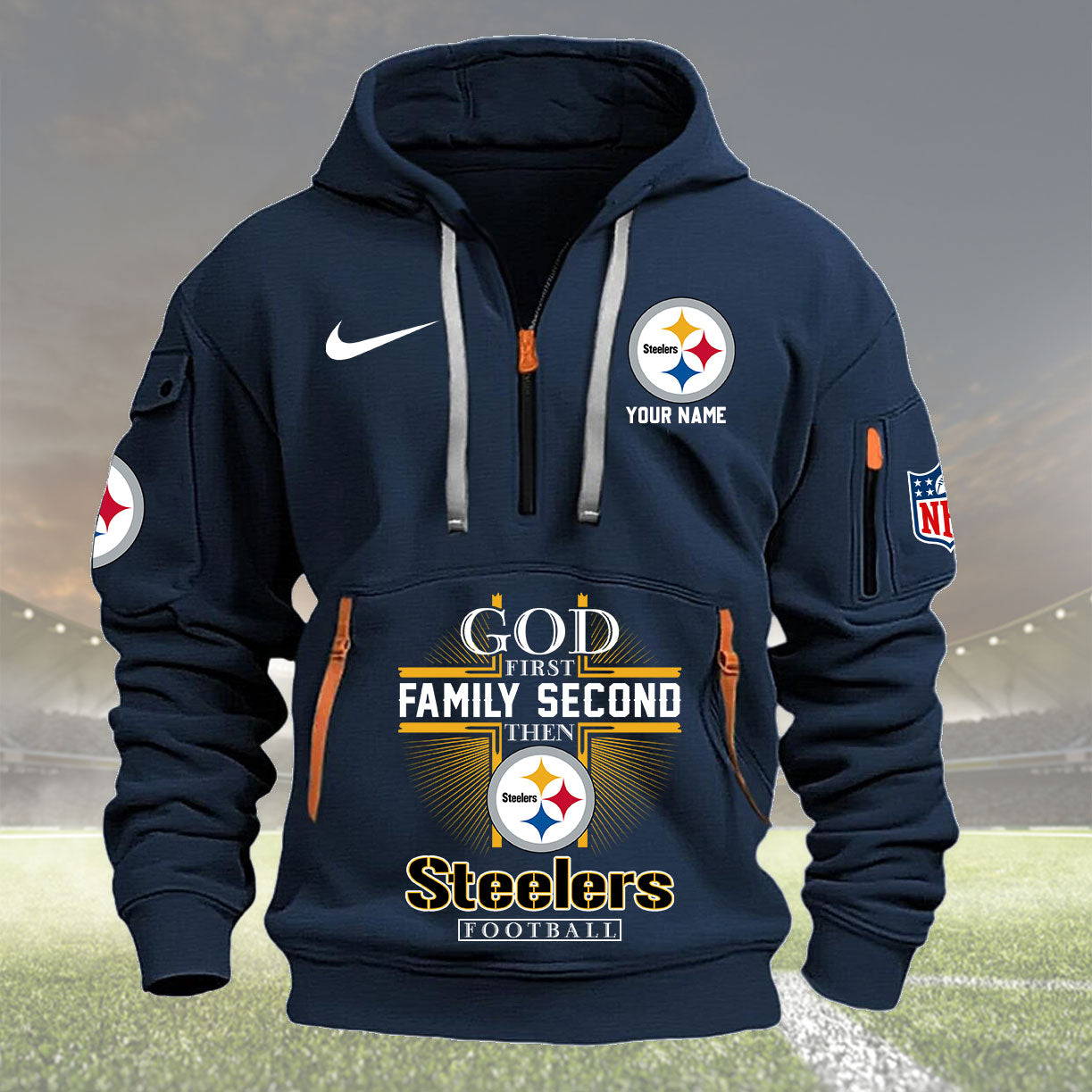 Pittsburgh Steelers Personalized Quarter Zip Hoodie New Collection AZBTQZH000265