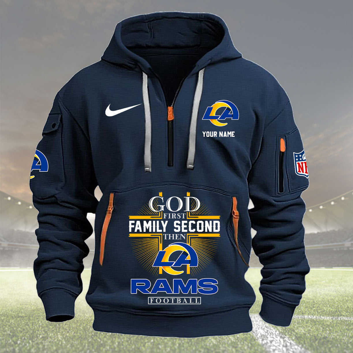 Los Angeles Rams Personalized Quarter Zip Hoodie New Collection AZBTQZH000266