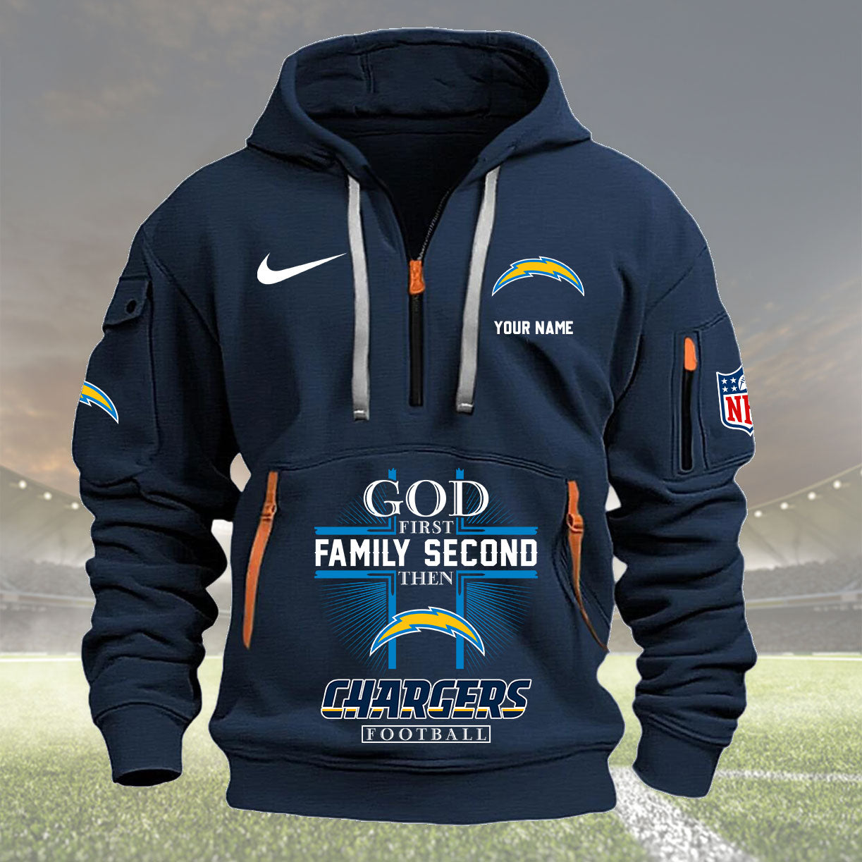Los Angeles Chargers Personalized Quarter Zip Hoodie New Collection AZBTQZH000267