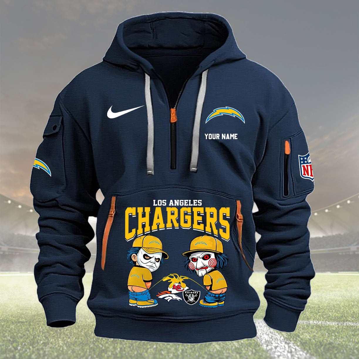 Los Angeles Chargers Personalized Quarter Zip Hoodie New Collection AZBTQZH000301