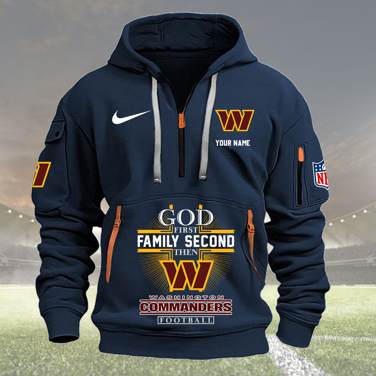 Washington Commanders Personalized Quarter Zip Hoodie New Collection AZBTQZH000240