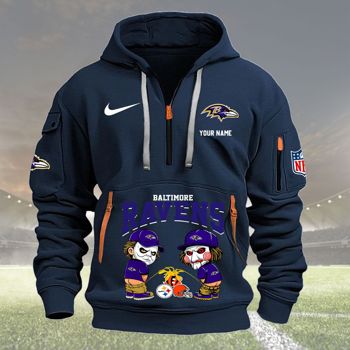 Baltimore Ravens Personalized Quarter Zip Hoodie New Collection AZBTQZH000281
