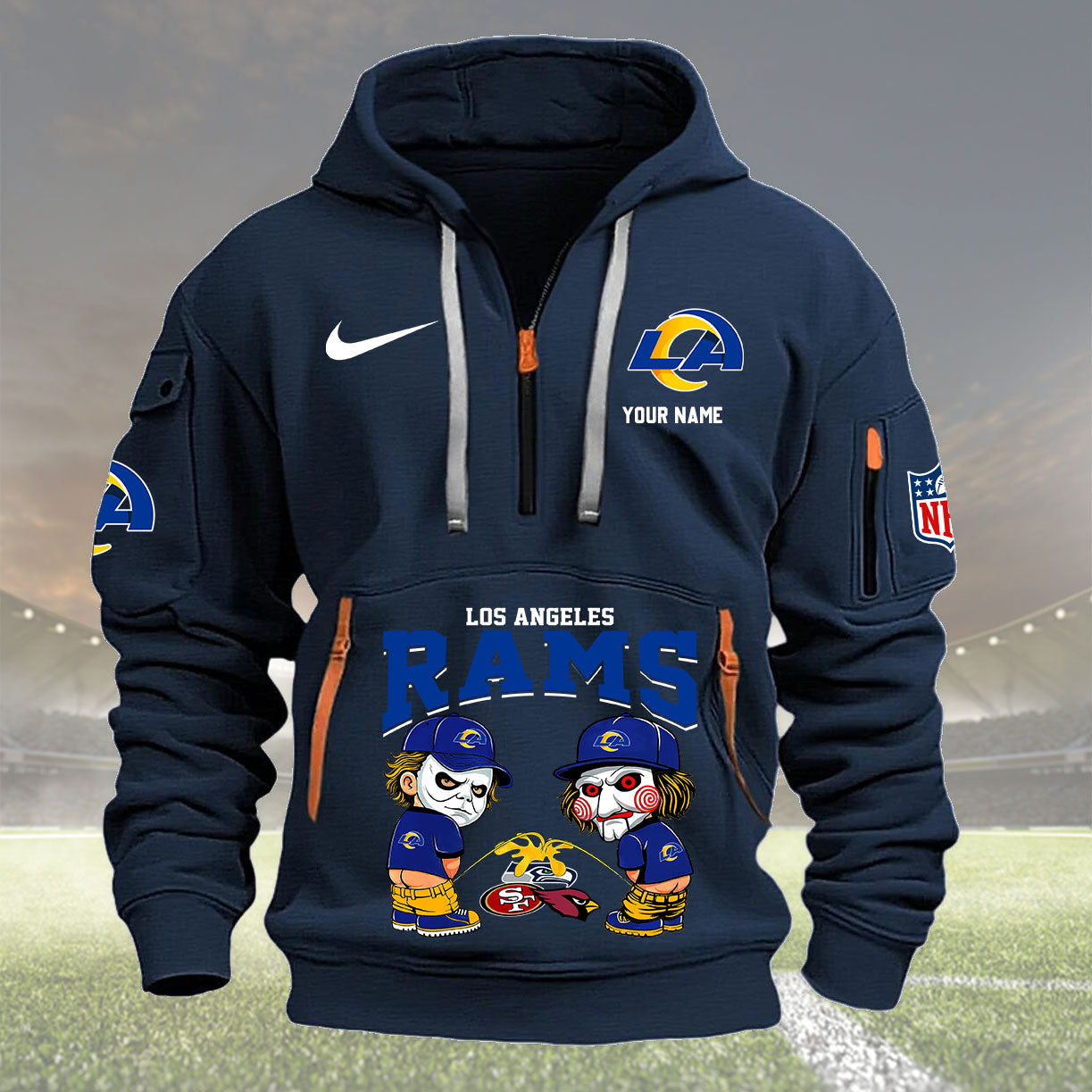 Los Angeles Rams Personalized Quarter Zip Hoodie New Collection AZBTQZH000300