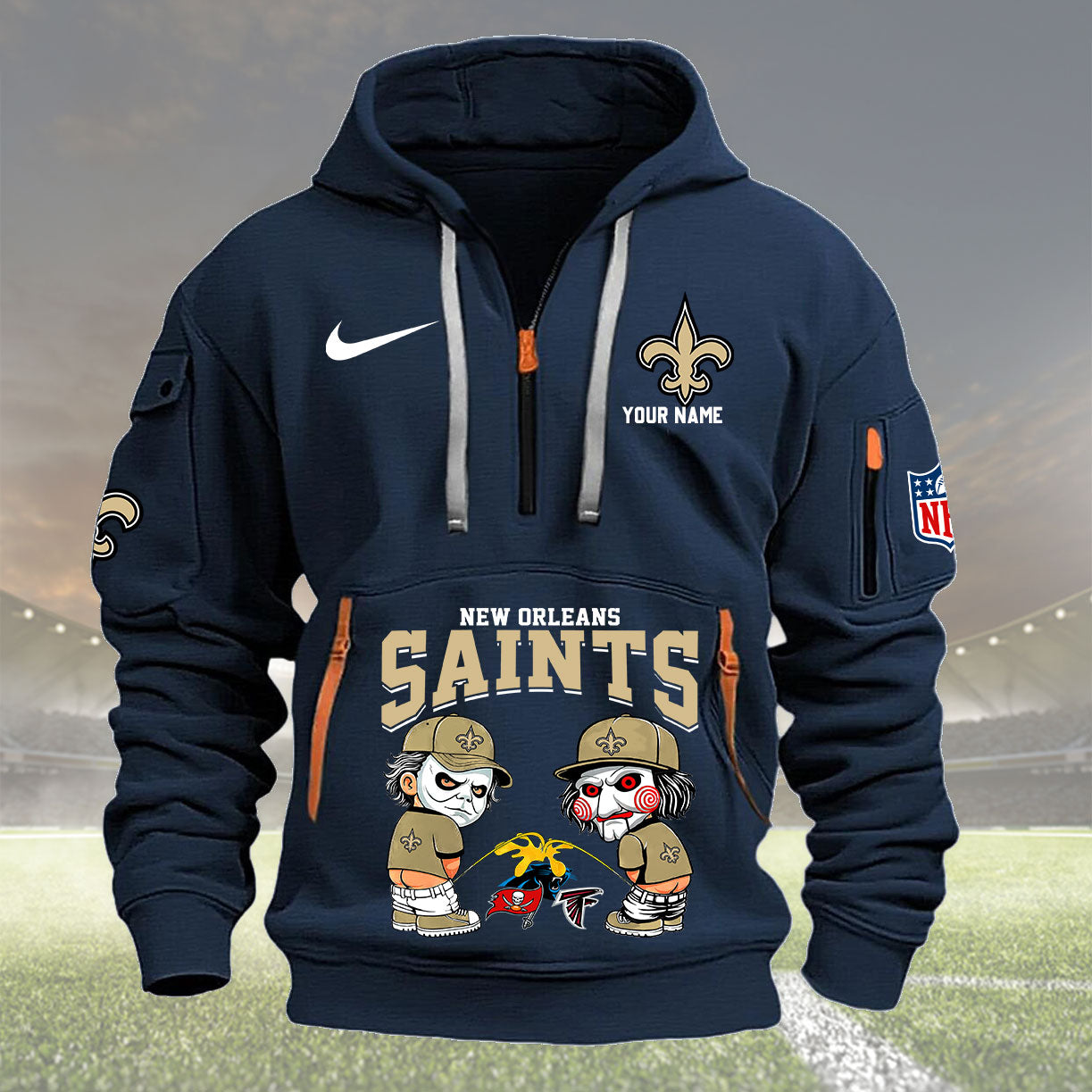 New Orleans Saints Personalized Quarter Zip Hoodie New Collection AZBTQZH000294