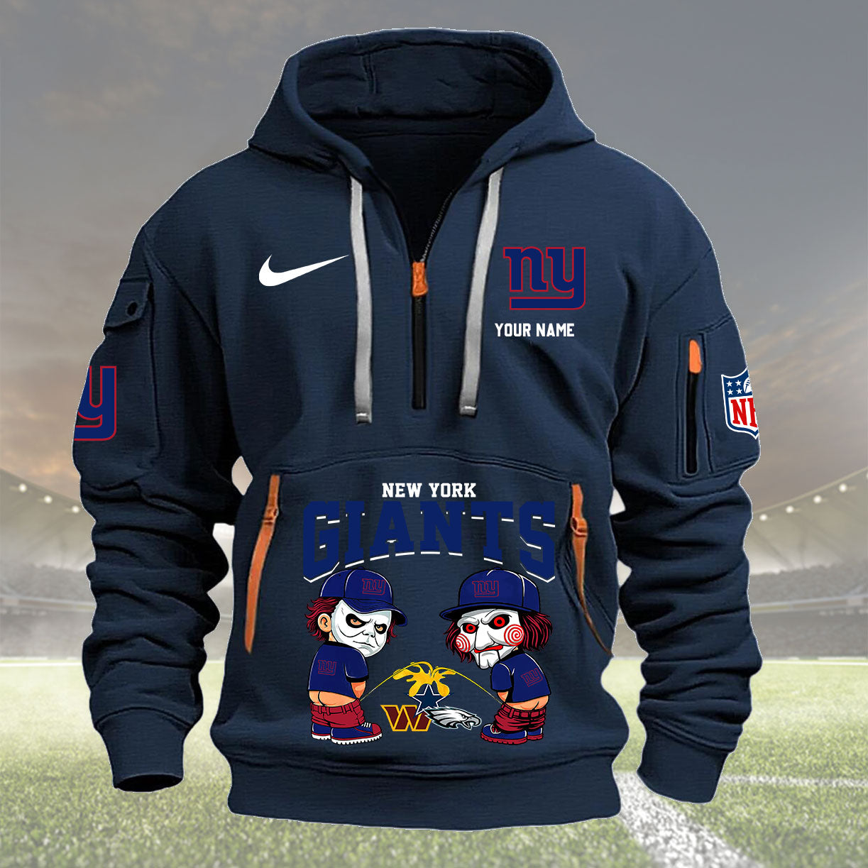 New York Giants Personalized Quarter Zip Hoodie New Collection AZBTQZH000295