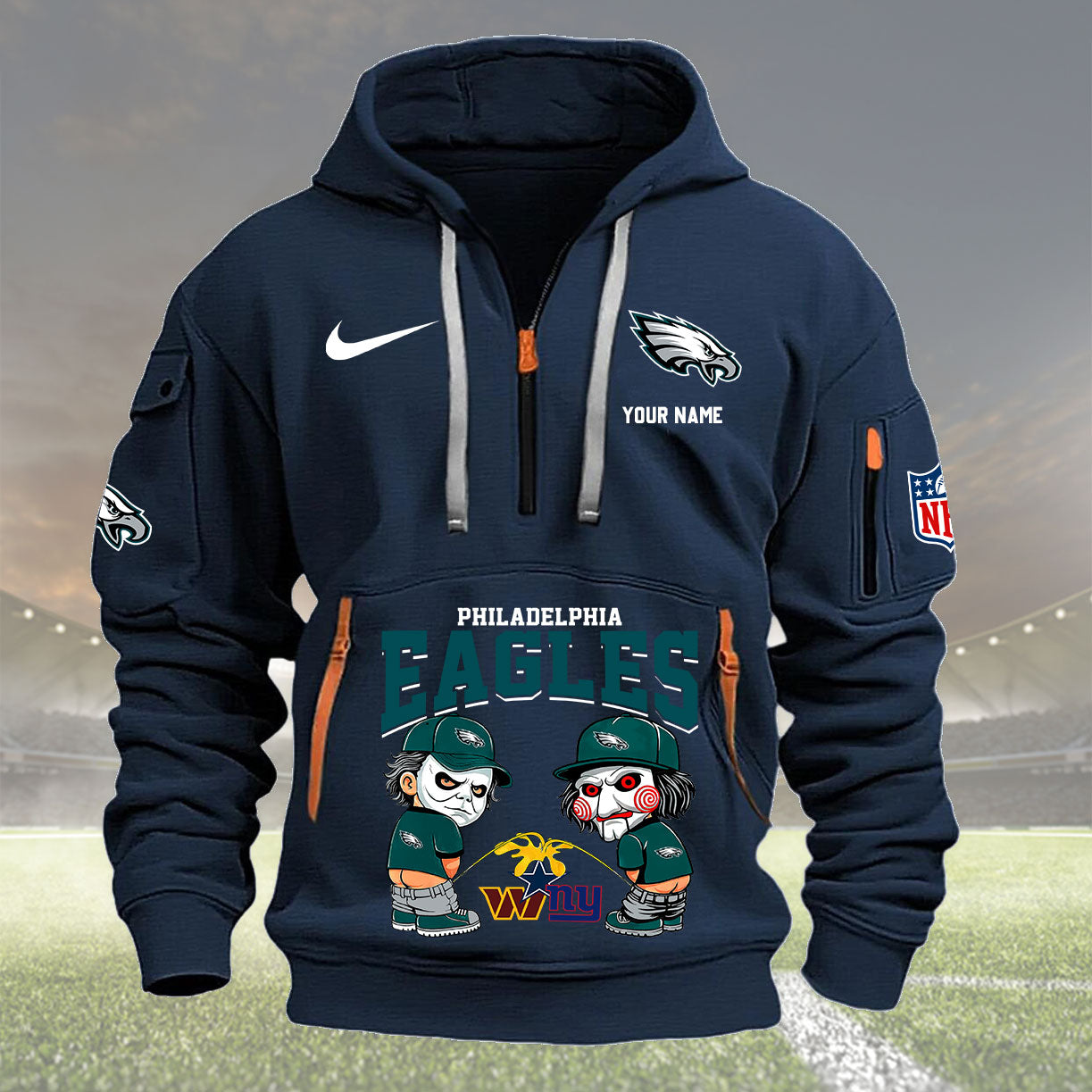 Philadelphia Eagles Personalized Quarter Zip Hoodie New Collection AZBTQZH000298