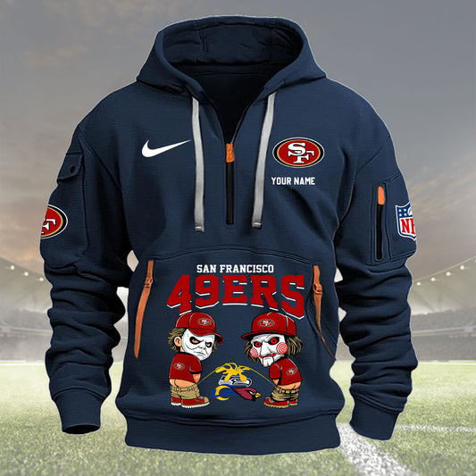 San Francisco 49ers Personalized Quarter Zip Hoodie New Collection AZBTQZH000302
