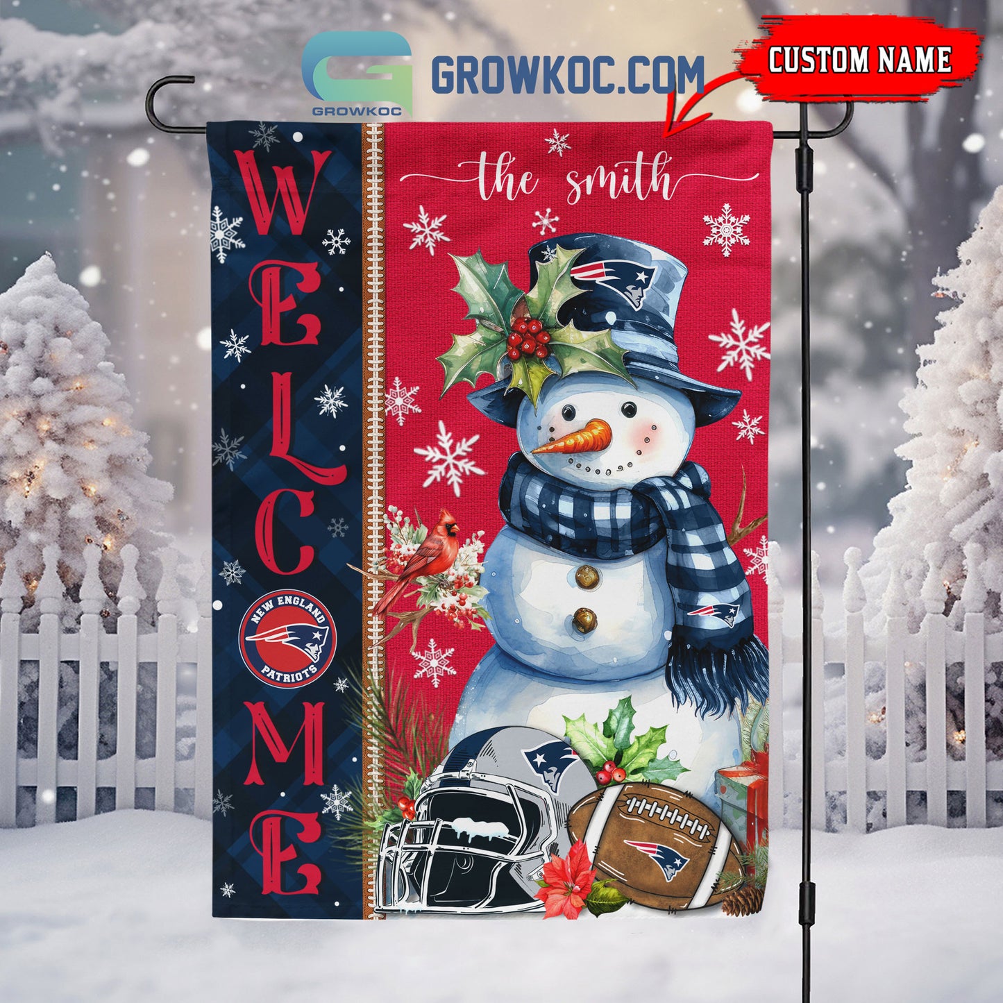 New England Patriots Christmas Personalized Flag BGFLAG541