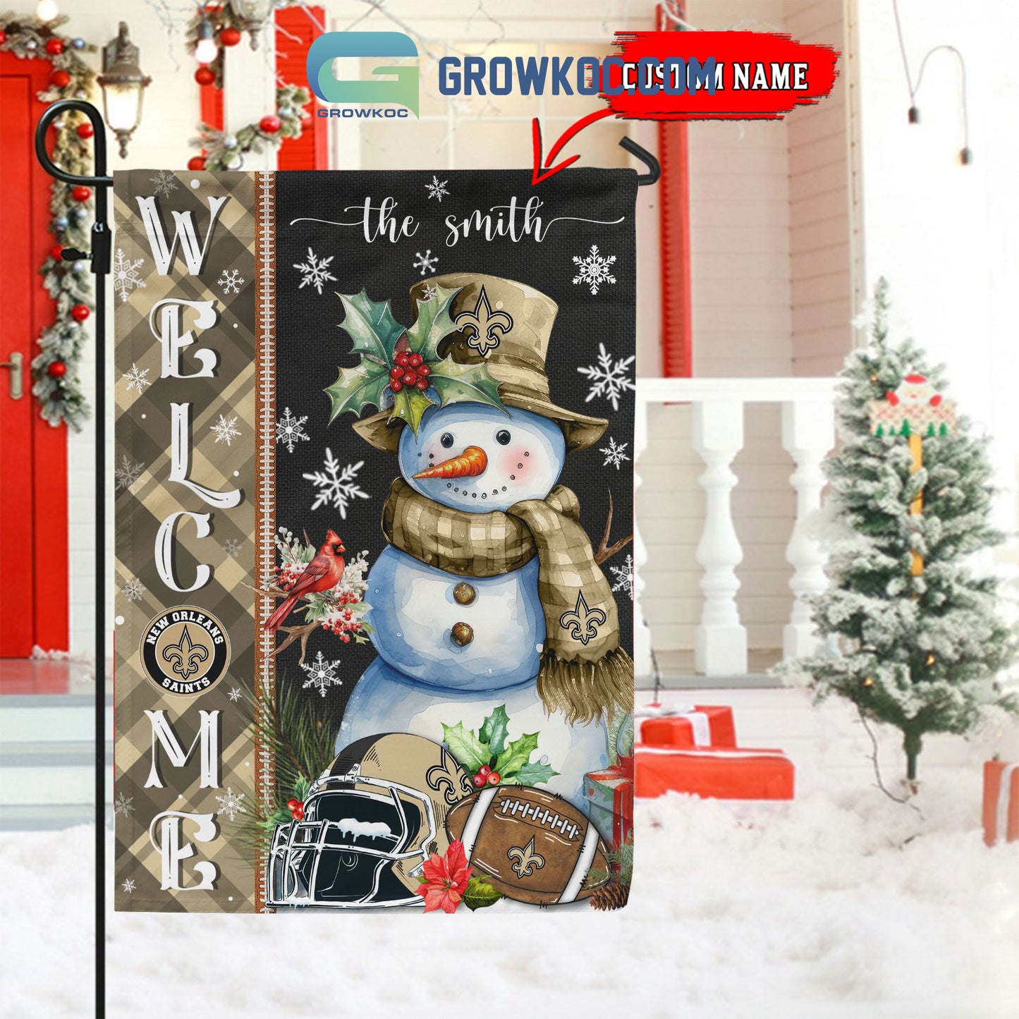 New Orleans Saints Christmas Personalized Flag BGFLAG542