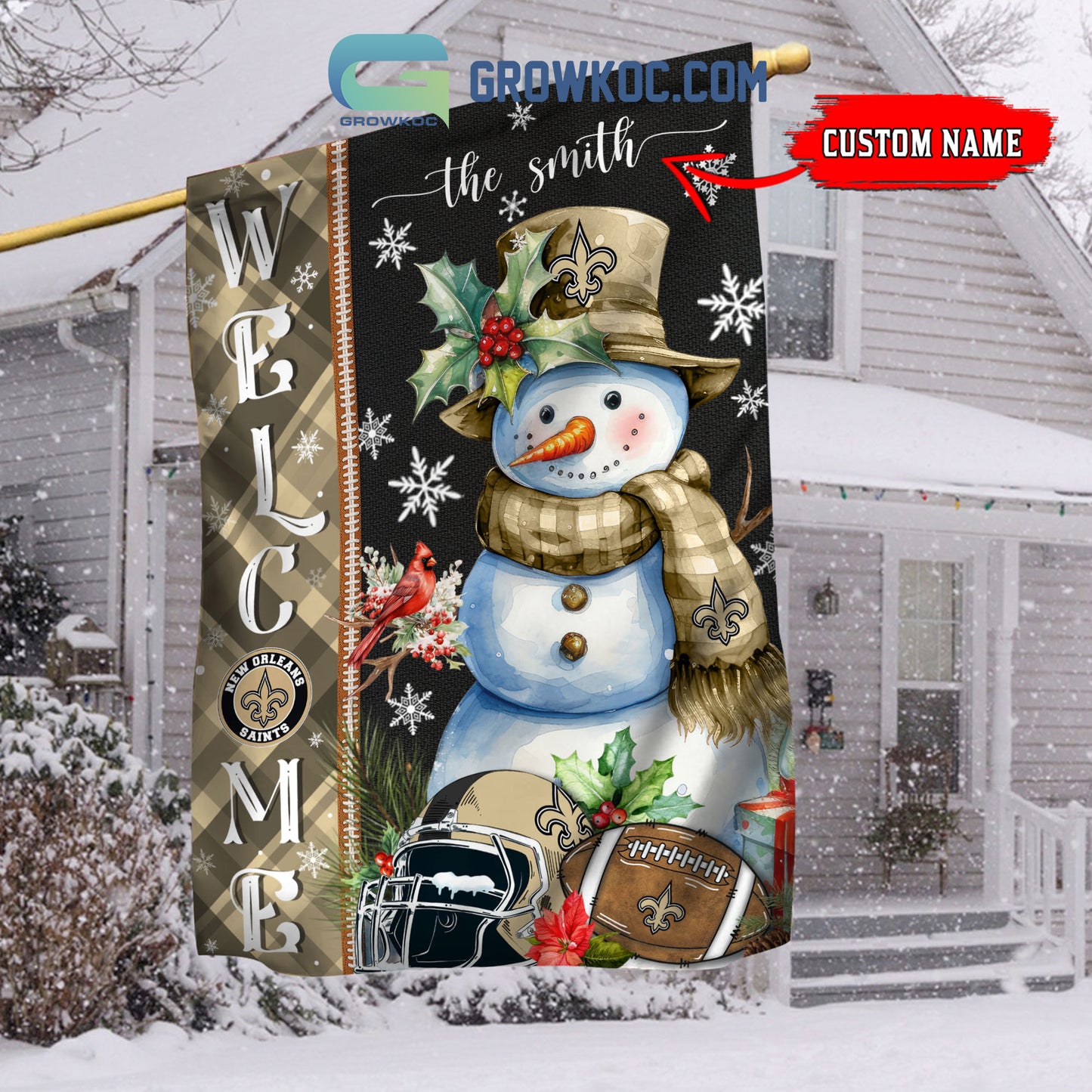 New Orleans Saints Christmas Personalized Flag BGFLAG542