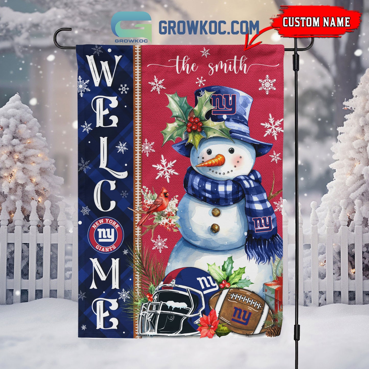 New York Giants Christmas Personalized Flag BGFLAG543