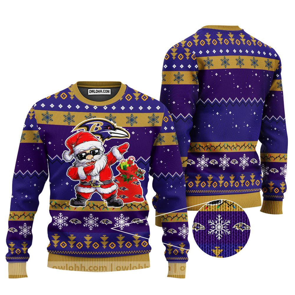 Baltimore Ravens Dabbing Santa Claus Ugly Christmas Sweater BGSWT158