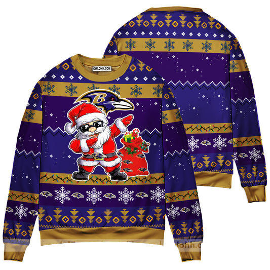 Baltimore Ravens Dabbing Santa Claus Ugly Christmas Sweater BGSWT158