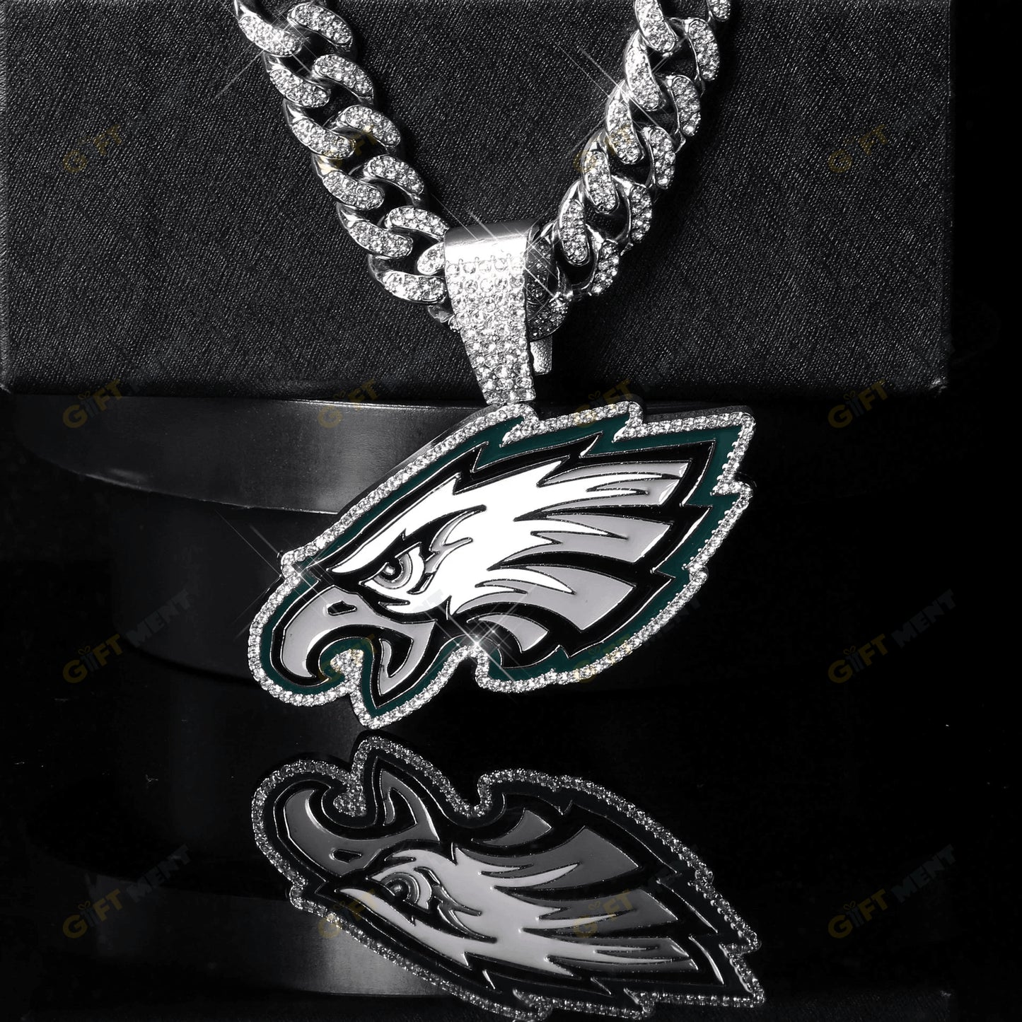 Philadelphia Eagles Hip Hop Iced Out Bling Pendant Cuban Chain