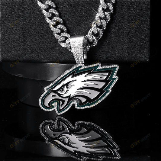 Philadelphia Eagles Hip Hop Iced Out Bling Pendant Cuban Chain