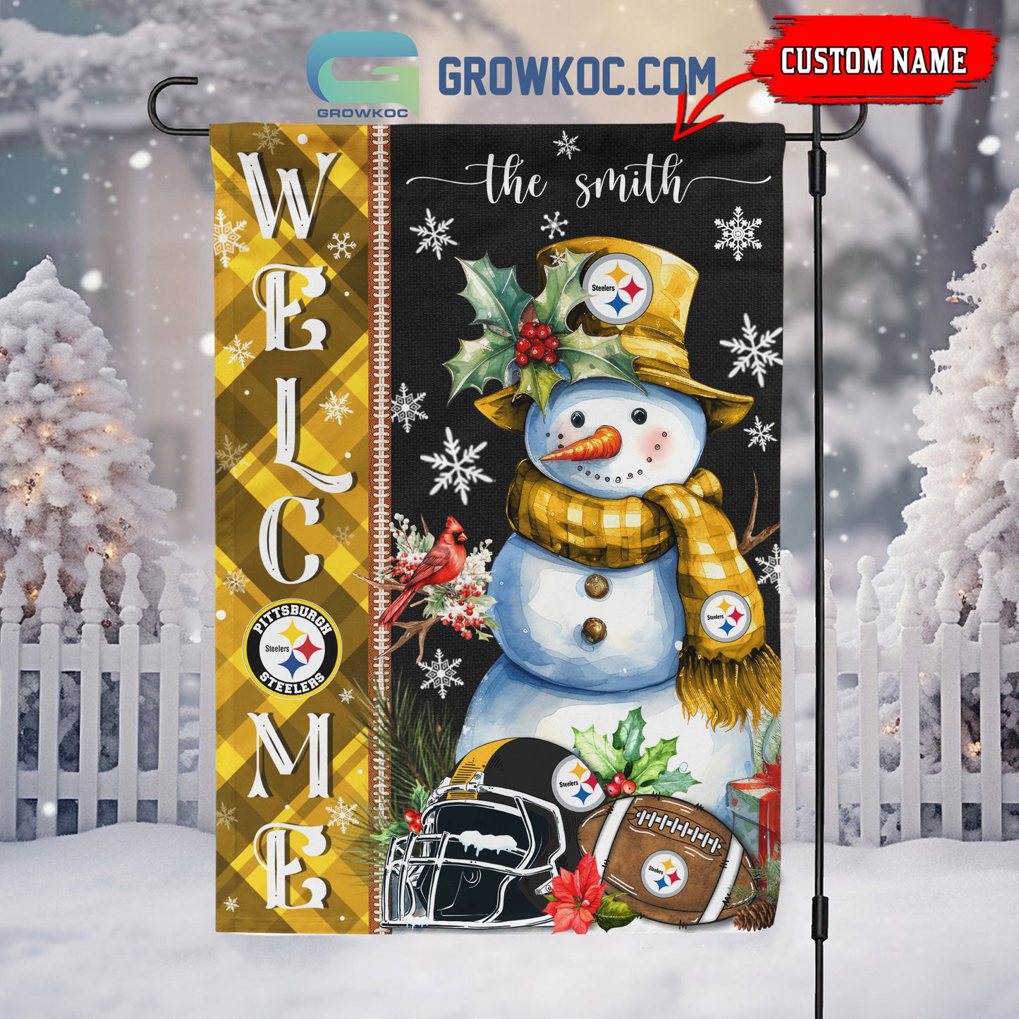 Pittsburgh Steelers Christmas Personalized Flag BGFLAG546
