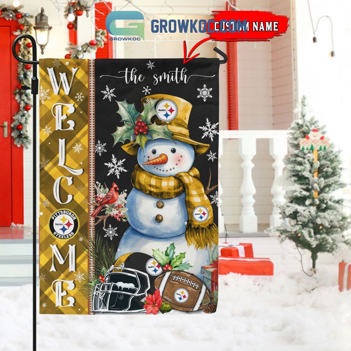 Pittsburgh Steelers Christmas Personalized Flag BGFLAG546