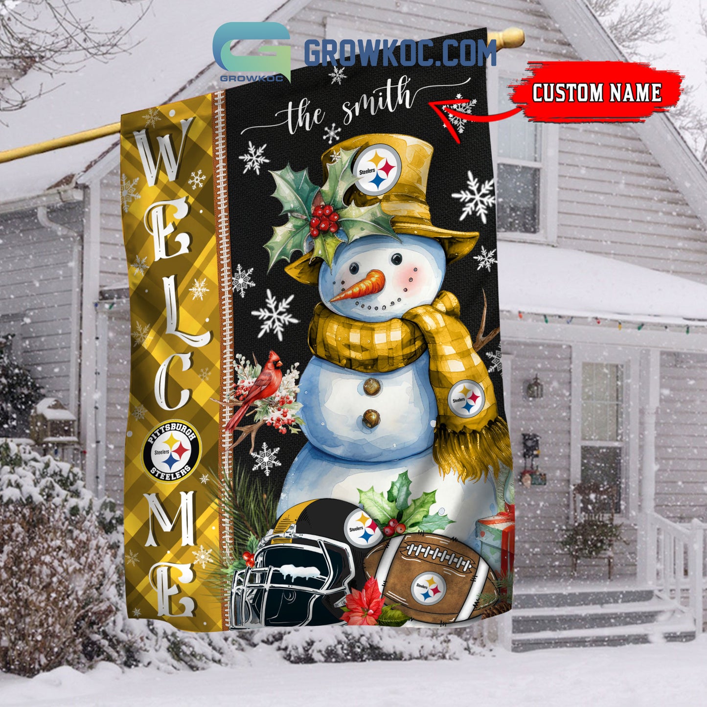 Pittsburgh Steelers Christmas Personalized Flag BGFLAG546