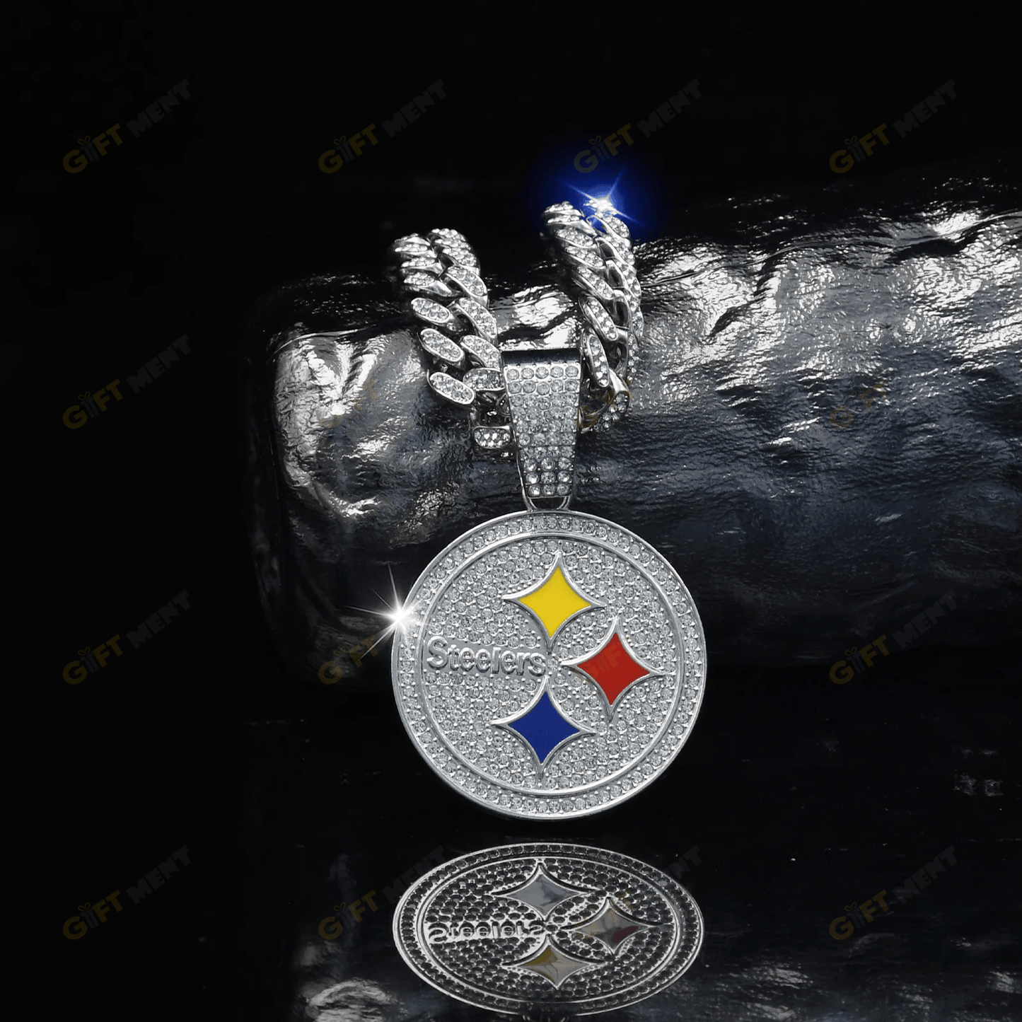 Pittsburgh Steelers Hip Hop Iced Out Bling Pendant Cuban Chain