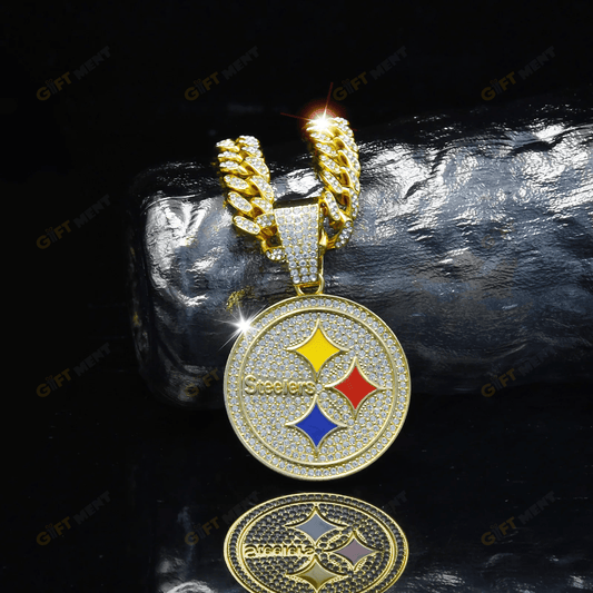 Pittsburgh Steelers Hip Hop Iced Out Bling Pendant Cuban Chain