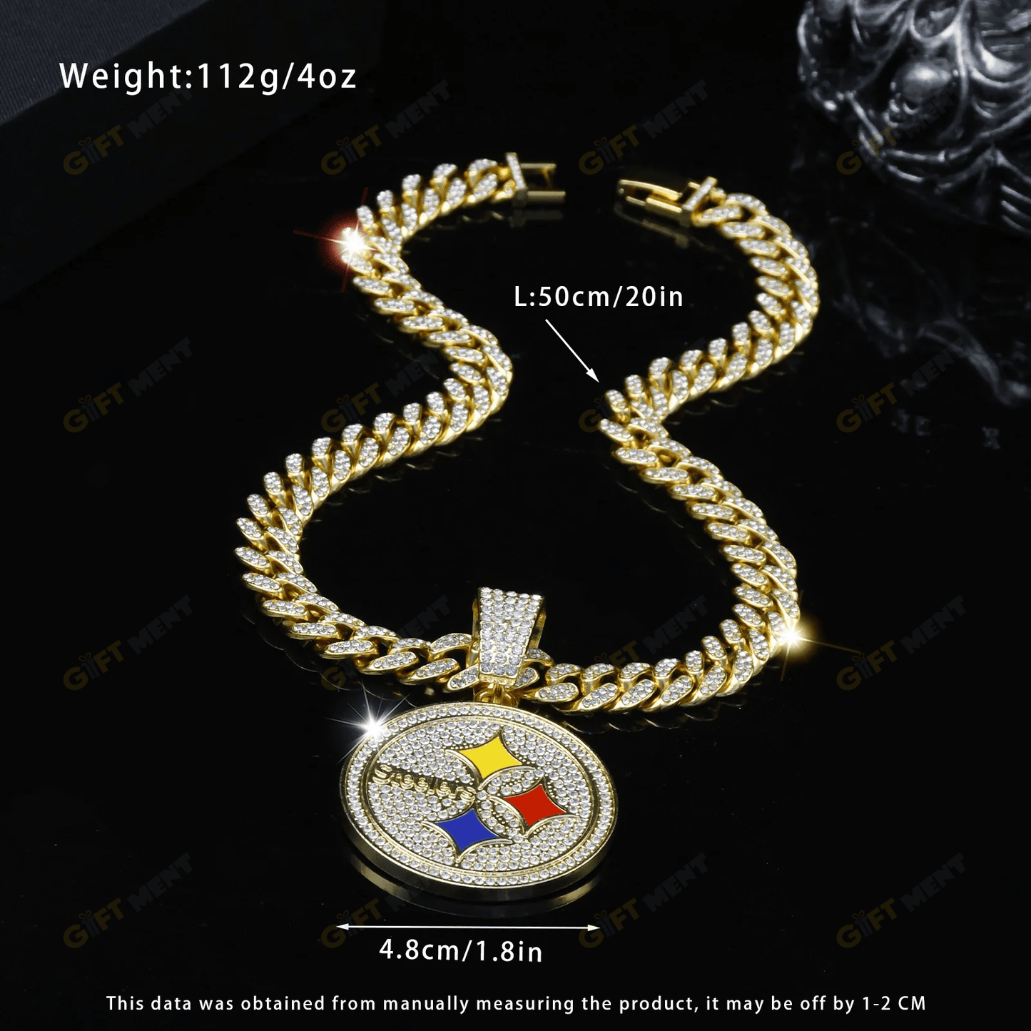 Pittsburgh Steelers Hip Hop Iced Out Bling Pendant Cuban Chain