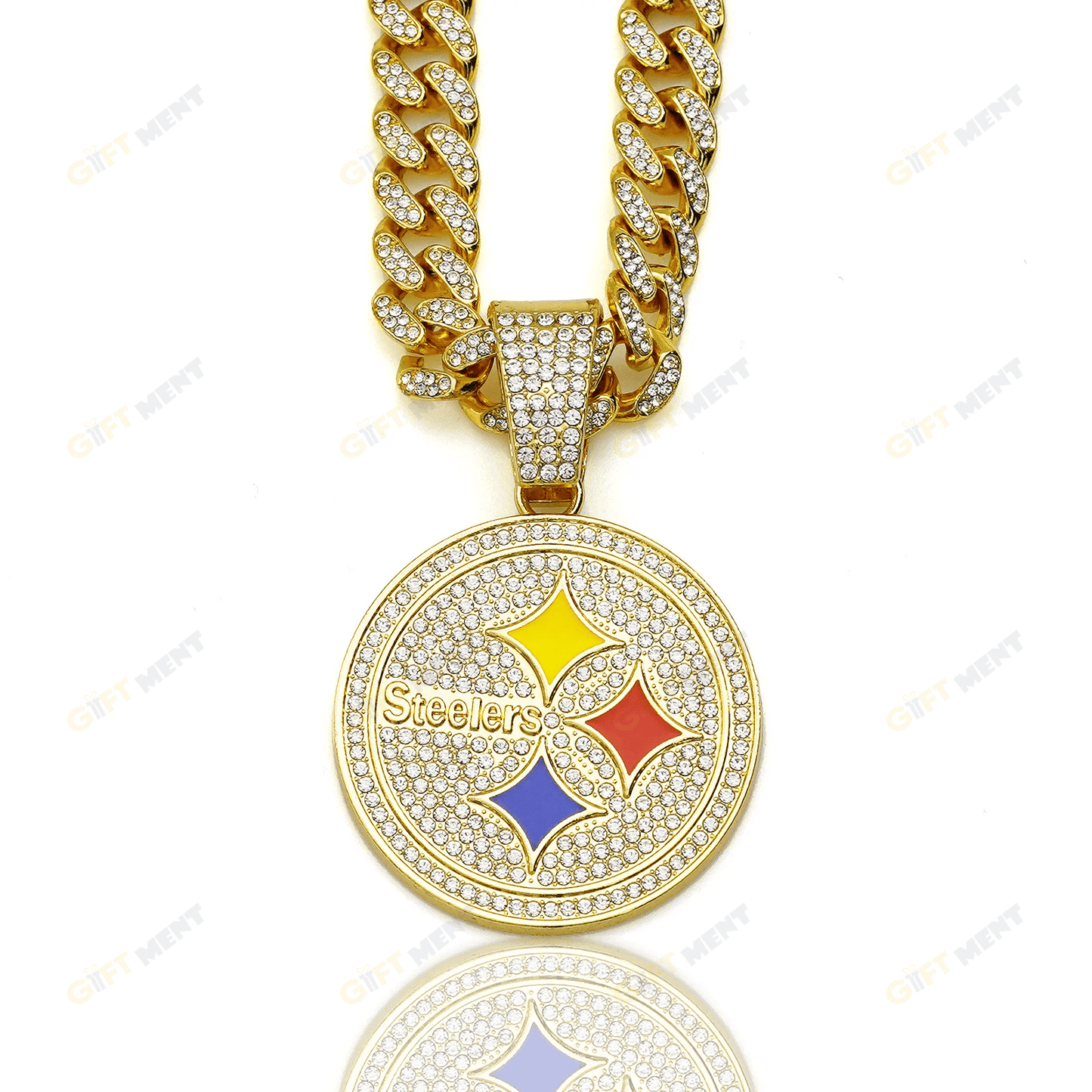 Pittsburgh Steelers Hip Hop Iced Out Bling Pendant Cuban Chain