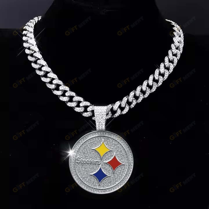 Pittsburgh Steelers Hip Hop Iced Out Bling Pendant Cuban Chain