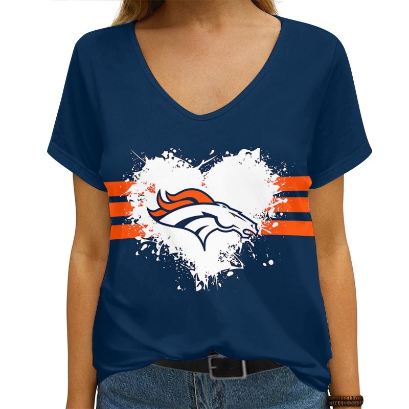 Denver Broncos V-neck Women T-shirt AGCWTS621