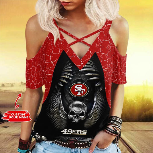 San Francisco 49ers Personalized Miss Hollow Out Blouse Shirt BGMHS055