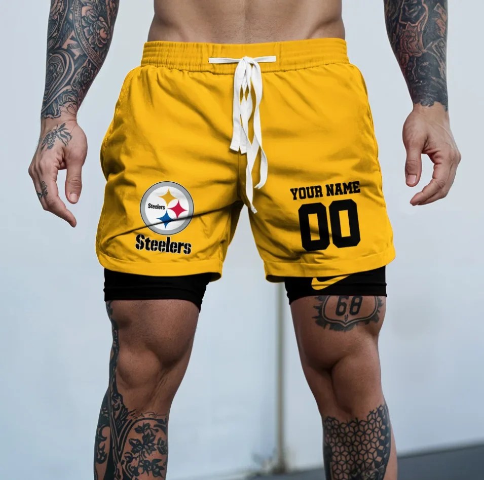 Pittsburgh Steelers New Trending Men Double Layer Casual Shorts AZHADLCS000004