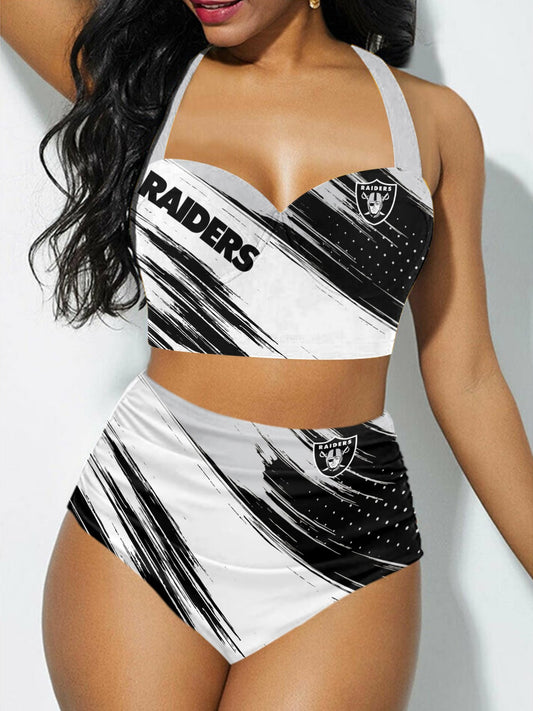 Las Vegas Raiders Sexy Print Bikini Swimsuit 146