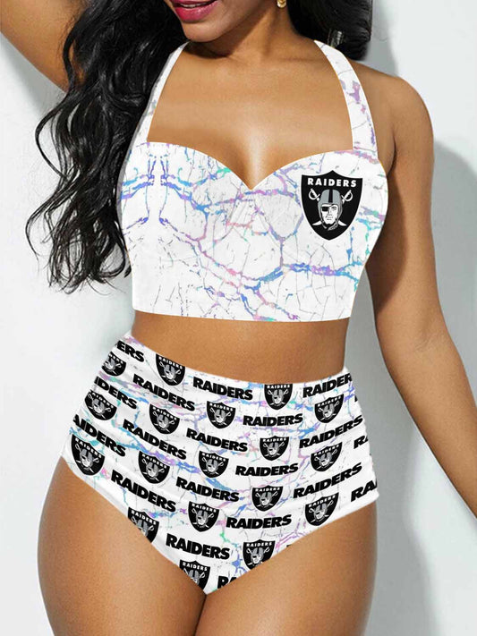 Las Vegas Raiders Sexy Print Bikini Swimsuit 162