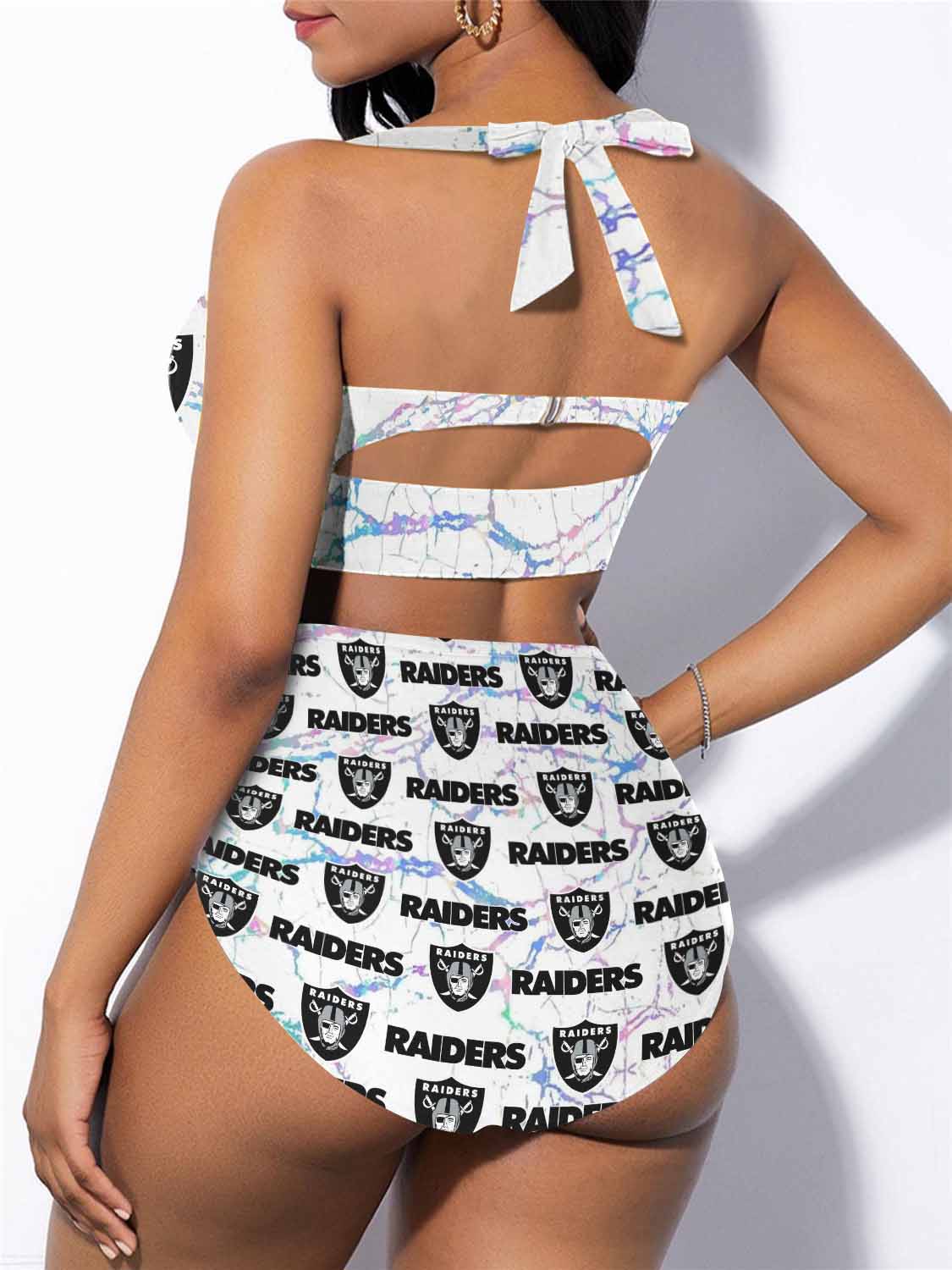 Las Vegas Raiders Sexy Print Bikini Swimsuit 162