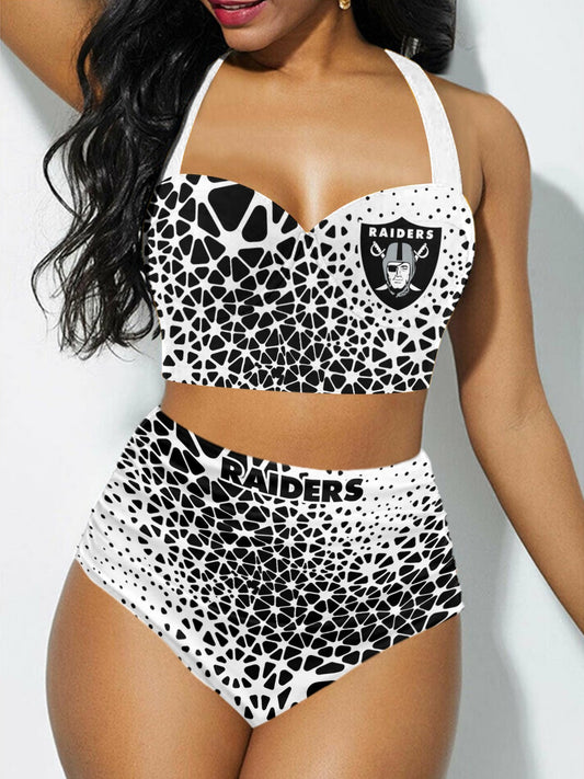 Las Vegas Raiders Sexy Print Bikini Swimsuit 165