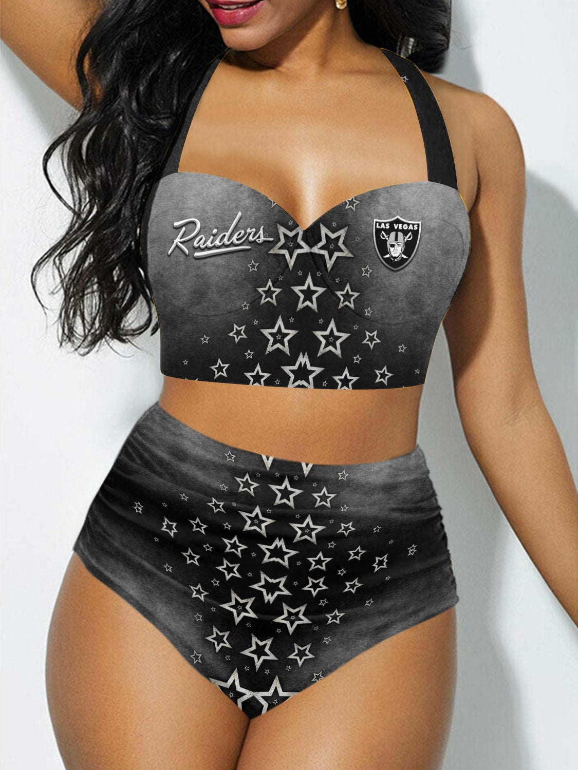 Las Vegas Raiders Sexy Print Bikini Swimsuit 218