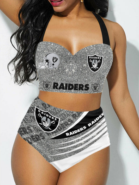 Las Vegas Raiders Sexy Print Bikini Swimsuit 221