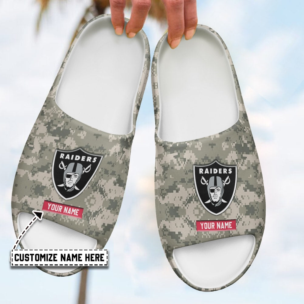 Las Vegas Raiders Personalized Yeezy Slippers Shoes SPT014