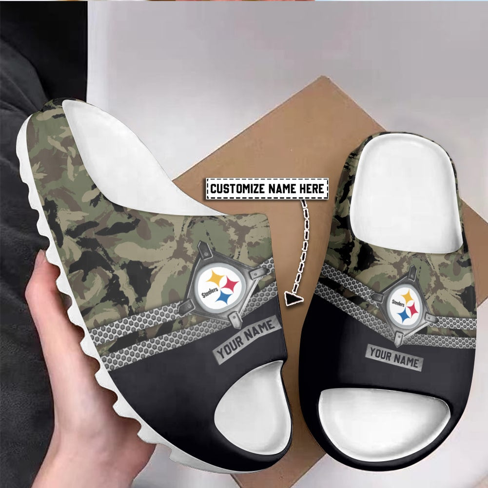 Pittsburgh Steelers Personalized Yeezy Slippers Shoes SPT047