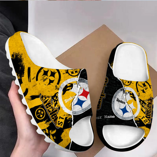 Pittsburgh Steelers Personalized Yeezy Slippers Shoes SPT083
