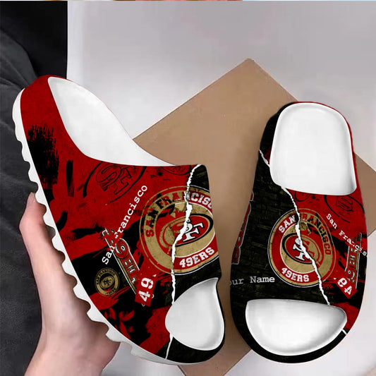 San Francisco 49ers Personalized Yeezy Slippers Shoes SPT086