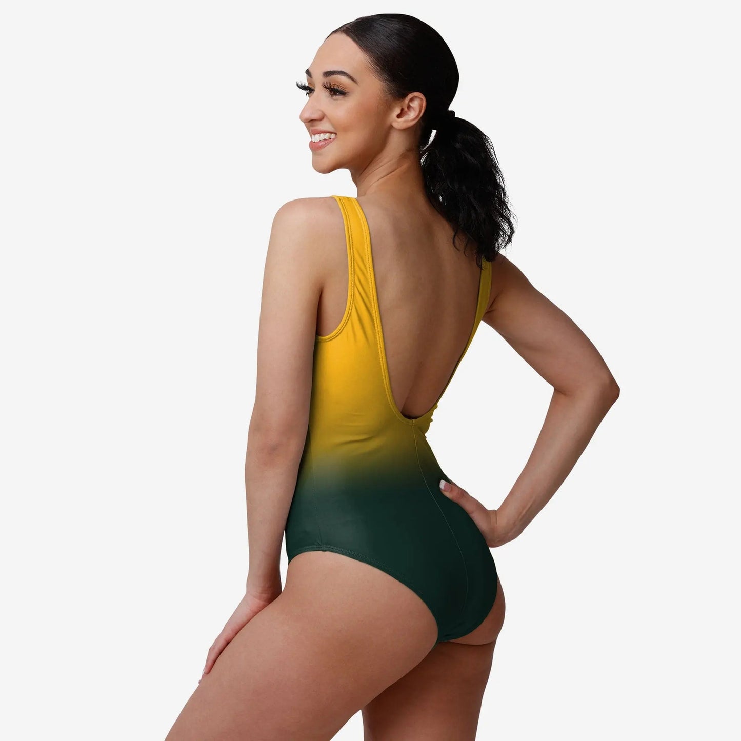 Green Bay Packers Women Gametime Gradient Summer One Piece Bathing Suit AZBTOPBS000015